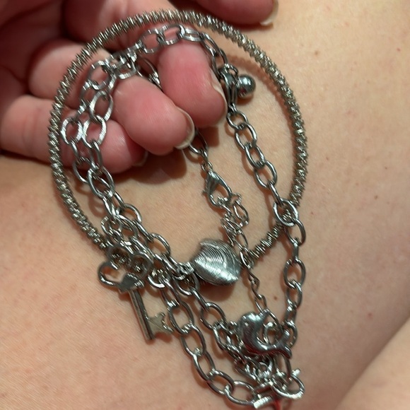 Three silver bracelets stack two with charms - Picture 2 of 7
